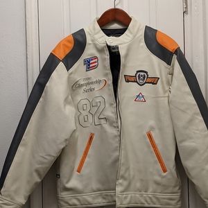 MEN'S OFF WHITE LEATHER RACER JACKET